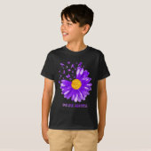 デイジーバタフライパープルリボンオーバードーズ認識度 Tシャツ (正面フル)
