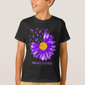 デイジーバタフライパープルリボンオーバードーズ認識度 Tシャツ