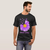 デイジーバタフライパープルリボン線維筋痛アワレネ Tシャツ (正面フル)