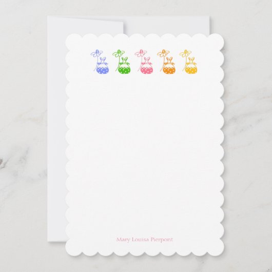 デイジーバニーパーソナライズされた ノートカード (正面)