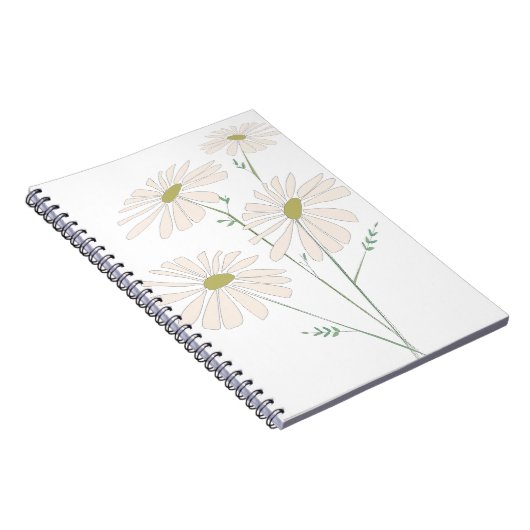 デイジーバンチ繊細なデイジーダンス – ホワイトフローラ ノートブック (右側)