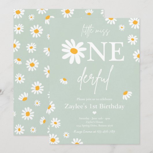 デイジーバースデーパーティーボフミアンリトルオ恋しく思ネダーフルル 招待状 (正面/裏面)