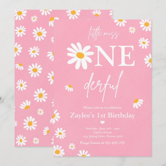 デイジーバースデーパーティーボフミアンリトルオ恋しく思ネダーフルル 招待状 (正面/裏面)