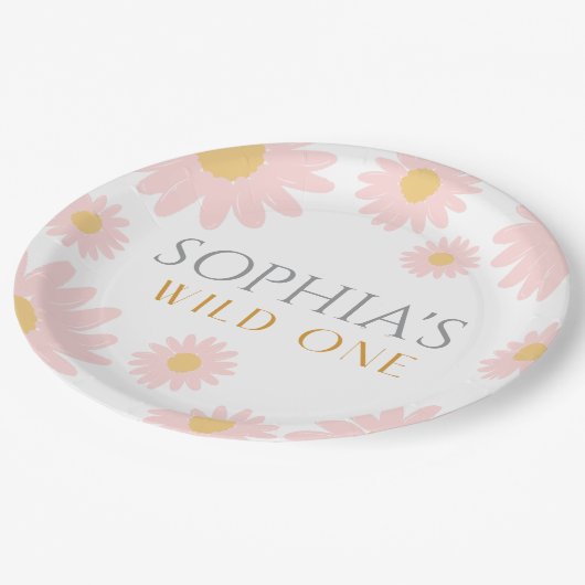 デイジーバースデーパーティーボフミアンワイルドワン1歳 ペーパープレート (アングル)