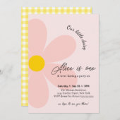 デイジーバースデーパーティーボフミアン1歳の誕生日 招待状 (正面/裏面)