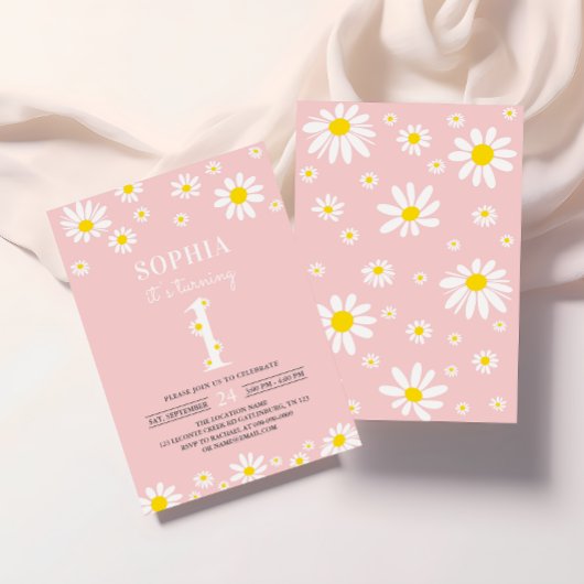 デイジーバースデーパーティーボフミアン1歳の誕生日 招待状