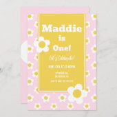 デイジーバースデーパーティーボヘミアンワンバースデー 招待状 (正面/裏面)