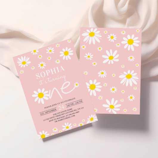 デイジーバースデーパーティーボーミアンファースト誕生日 招待状