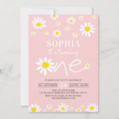 デイジーバースデーパーティーボーミアンファースト誕生日 招待状 (正面)