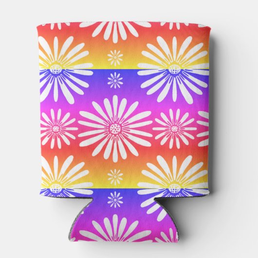 デイジーパターンパープルイエロークーラーボックス 缶クーラー (裏面)
