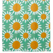 デイジーパターンフォークアーインスパイアト シャワーカーテン (正面)