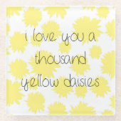 デイジーパターン私はあなたを愛する千のデイジー ガラスコースター (正面)