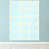 デイジーパターン（淡い青の背景） キャンバスプリント (インサイチュ (ウッドフロア))