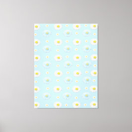 デイジーパターン（淡い青の背景） キャンバスプリント
