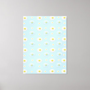 デイジーパターン(淡い青の背景) キャンバスプリント