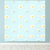 デイジーパターン（淡い青の背景） キャンバスプリント (インサイチュ (ウッドフロア))