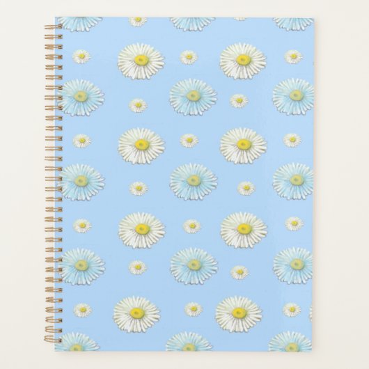 デイジーパターン（淡い青の背景） プランナー手帳 (正面)