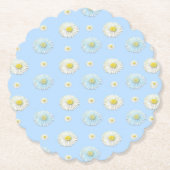 デイジーパターン（淡い青の背景） ペーパーコースター (正面)