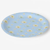 デイジーパターン（淡い青の背景） ペーパープレート (アングル)