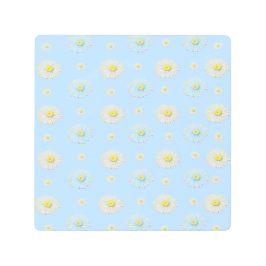 デイジーパターン（淡い青の背景） メタルプリント