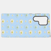 デイジーパターン（淡い青の背景） SAMSUNG GALAXYケース (裏面横)