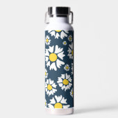 デイジーパターン、白いデイジー、名前 ウォーターボトル (正面)