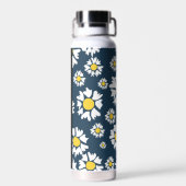 デイジーパターン、白いデイジー、名前 ウォーターボトル (背面)