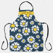 デイジーパターン、白いデイジー、名前 エプロン (正面)
