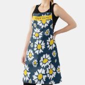 デイジーパターン、白いデイジー、名前 エプロン (インサイチュ)