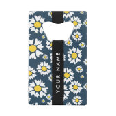 デイジーパターン、白いデイジー、名前 クレジットカード栓抜き (裏面)