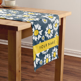 デイジーパターン、白いデイジー、名前 ショートテーブルランナー