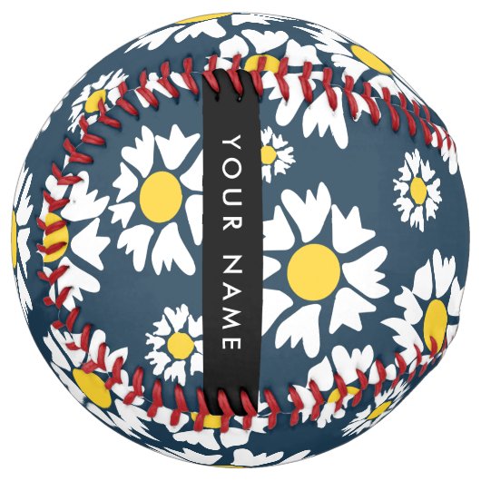 デイジーパターン、白いデイジー、名前 ソフトボール (正面左)