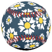 デイジーパターン、白いデイジー、名前 ソフトボール (裏面)