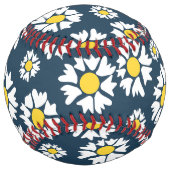 デイジーパターン、白いデイジー、名前 ソフトボール (正面)