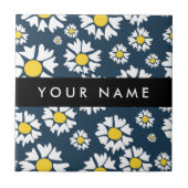 デイジーパターン、白いデイジー、名前 タイル (正面)