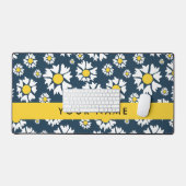 デイジーパターン、白いデイジー、名前 デスクマット (キーボード&マウス)