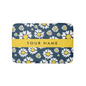 デイジーパターン、白いデイジー、名前 バスマット (正面)