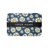 デイジーパターン、白いデイジー、名前 バスマット (正面)