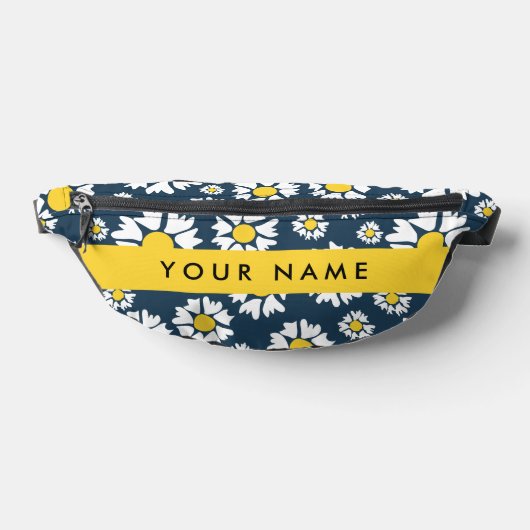 デイジーパターン、白いデイジー、名前 ファニーパック (レイダウン)