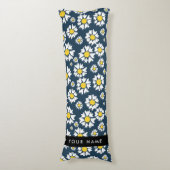 デイジーパターン、白いデイジー、名前 ボディピロー (正面縦)