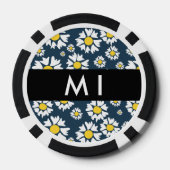 デイジーパターン、白いデイジー、名前 ポーカーチップ (裏面)