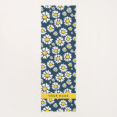 デイジーパターン、白いデイジー、名前 ヨガマット (裏面)