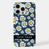 デイジーパターン、白いデイジー、名前 iPhoneケース (裏面)