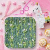 デイジーパターン、緑パターン、 ペーパープレート (パーティー)