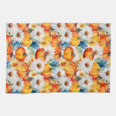 デイジーパンプキンオータムンサンクスギビングフローラ キッチンタオル (横)