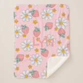 デイジーパーソナライズされたとイチゴ シェルパブランケット (正面)