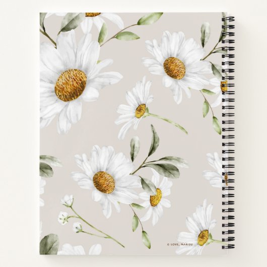 デイジーパーソナライズされたフラワーズファミリーレシピクックブック ノートブック (裏面)