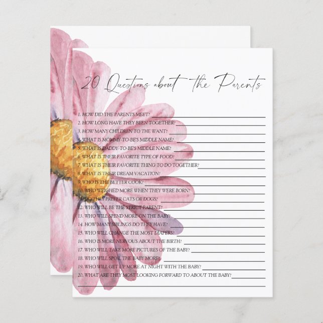 デイジーパーティーゲーム | 20親に関する質問 (正面/裏面)