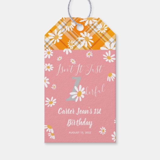 デイジーヒッピーベビーファーストバースデーパーティー ギフトタグ (正面)