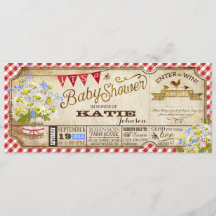 デイジーピクニック赤いギンガムチェックベビーシャワー